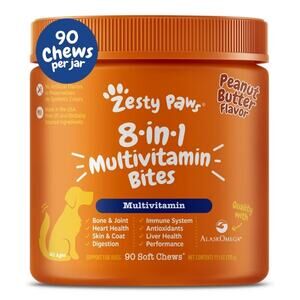 Zesty Paws Multivitamin Treats for Dogs, Joint Support, Peanut Butter - 90ct